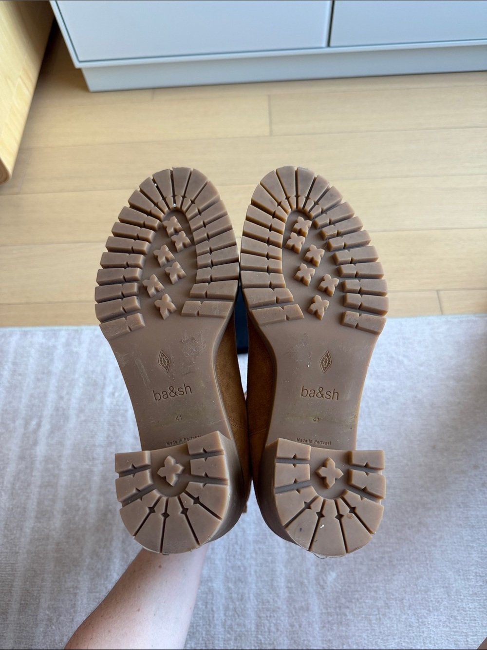 ba&sh Tan Suede Chelsea Booties with Lug Sole - Picture 4 of 4